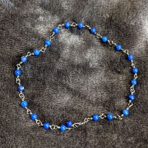 Vintage lapis and silver bead anklet dainty boho